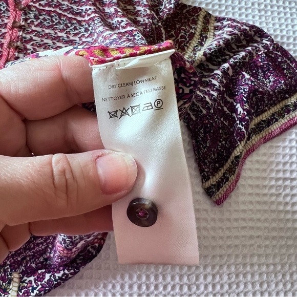 ANTHROPOLOGIE Maeve Lilyana Tiered 100% Silk Blouse SIZE LARGE BOHO flounce - Picture 9 of 13